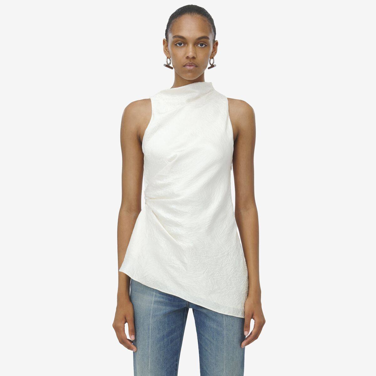 ALEXANDER MCQUEEN - Smashed Satin Asymmetric Top - Item 810287QEAFR8010